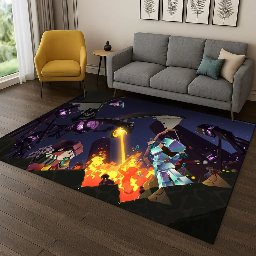 

3D S-Sandboxs Cartoon Game Carpet Rug for Bedroom Living Room Sofa Doormat Home Decor,Kid Game Area Rug Non-slip Christmas Gift