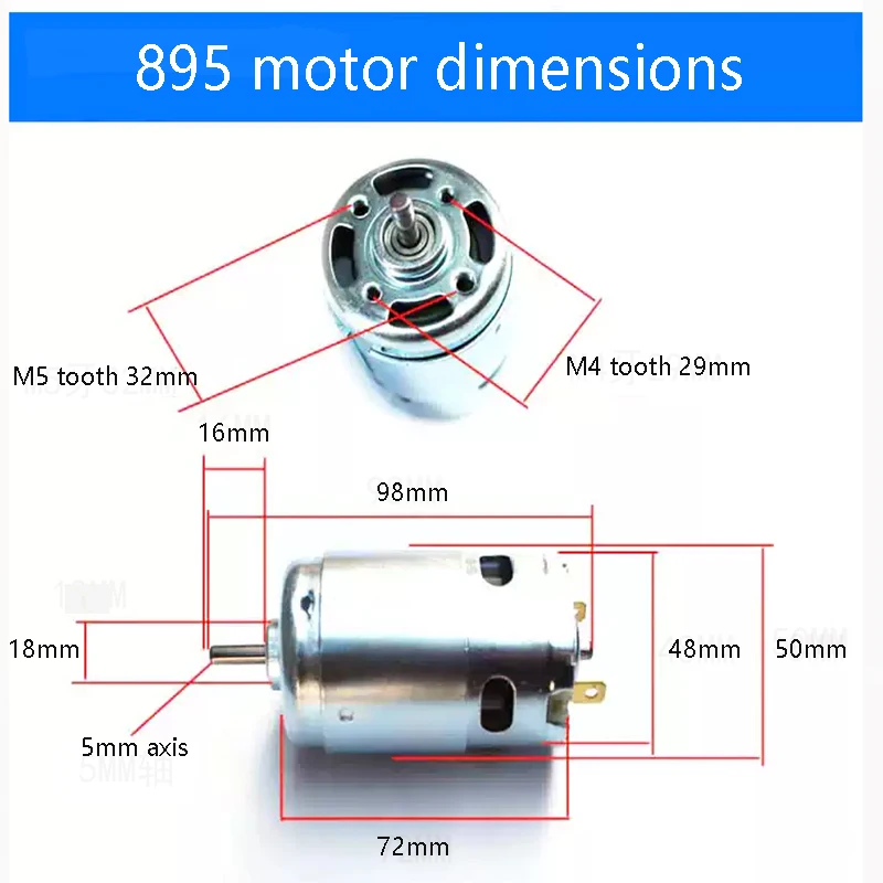 Alta velocidade grande torque DC Motor Power Tool, Novos Motores e Peças, 895, 12V, 6000rpm, 24V, 12000rpm