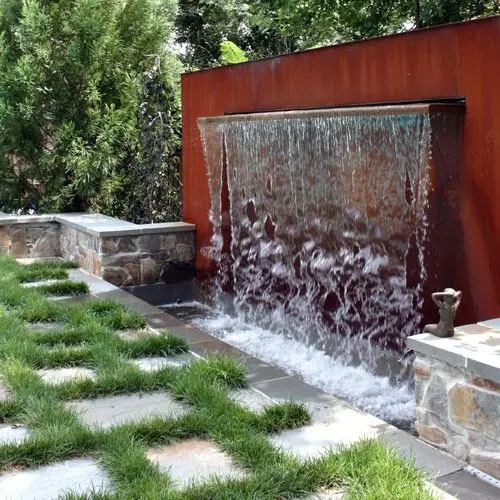 Corten steel round water table out door garden water feature water fall fountain