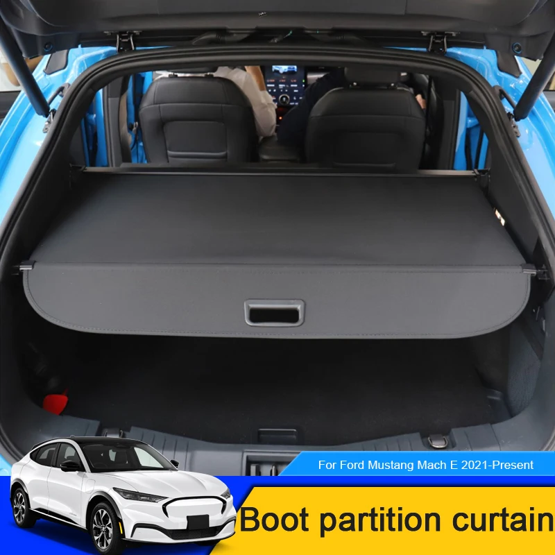 

Car Rear Trunk Curtain Cover Canvas For Ford Mustang Mach E 2021-2025 Rear Rack Partition Shelter Storage Internal Accessories