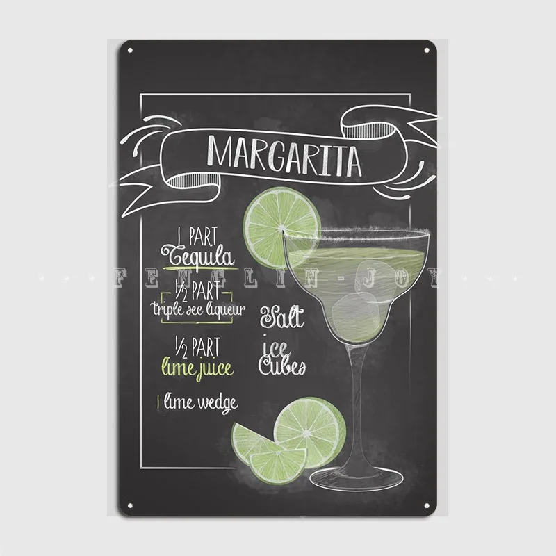 Margarita Cocktail Bar Metal Sign Club Home Club Bar Personalized Garage Decoration Tin Sign Posters