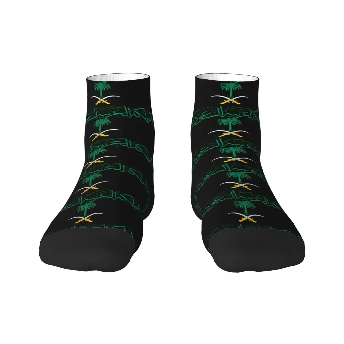 Fashion Printing Saudi Arabia Emblem Arabic Calligraphy Socks For Women Men Stretchy Summer Autumn Winter Crew 