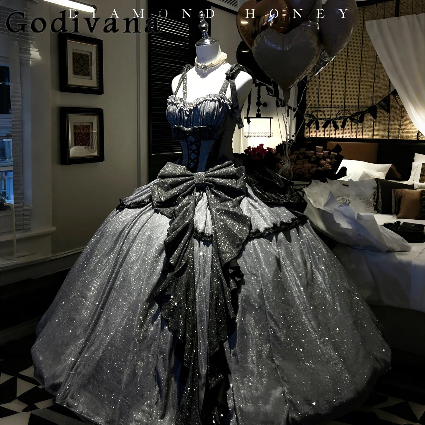 

Princess Style Anniversary Party Maxi Dresses 2025 New Women's Slim Fit Sweet Elegant Big Bow Birthday Dress French Sling Dress