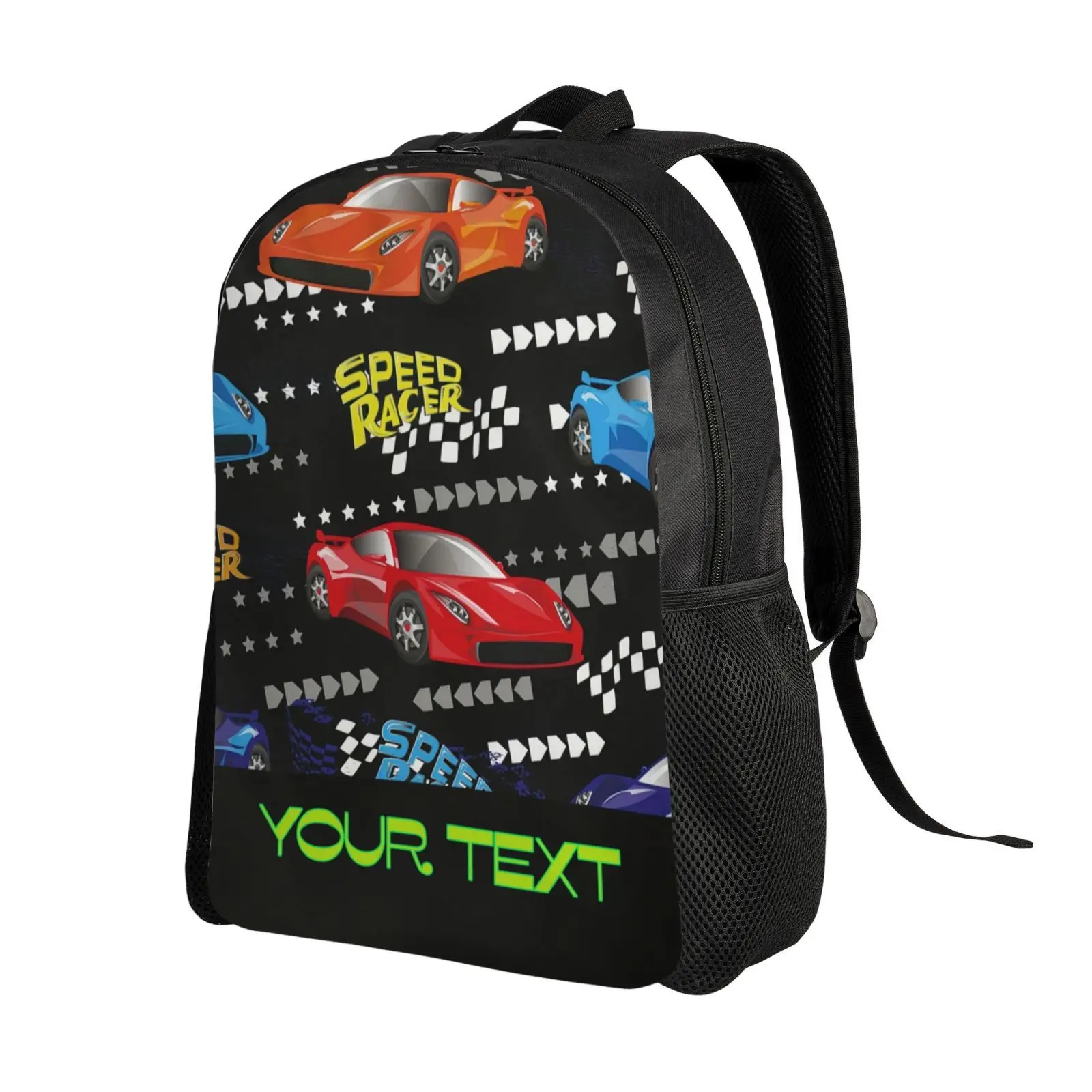 Customizable Sports Car-Themed Backpack - High-Quality, Large Capacity with Laptop Compartment, Durable & Stylish for School, Wo