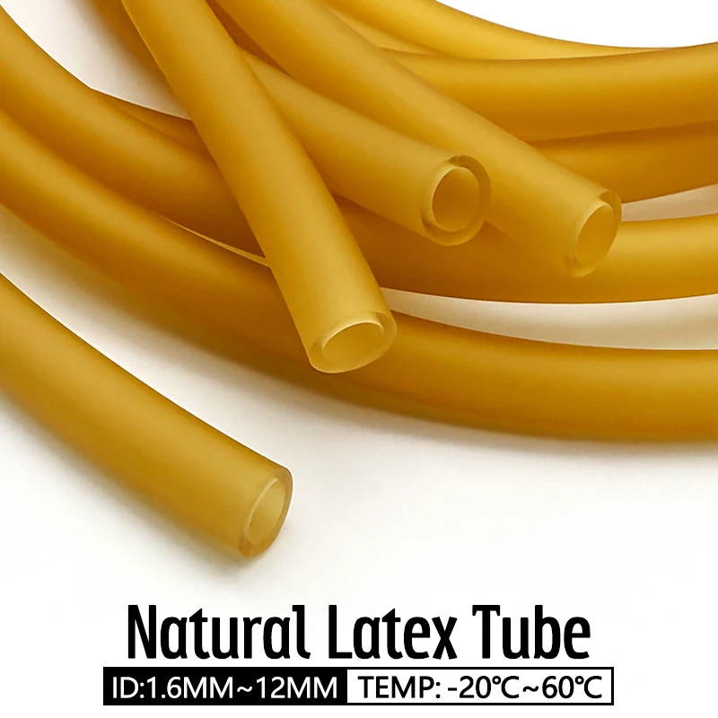1~5m Nature Latex Rubber Hoses ID1.6~8mm Yellow High Resilient Elastic Fitness Band for Craft Elastic Accessories Tube Slingshot