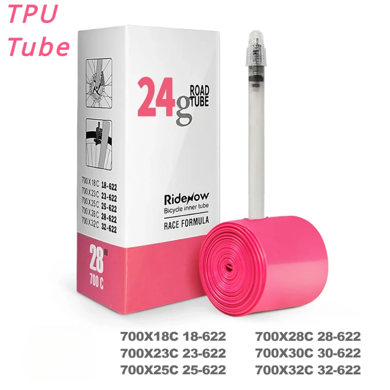 RideNow Ultralight Road Bike Inner Tube 24g 700 X 18 23 25 28c Durable TPU Tire 45/65/85mm Length French Valve Super Light Tube