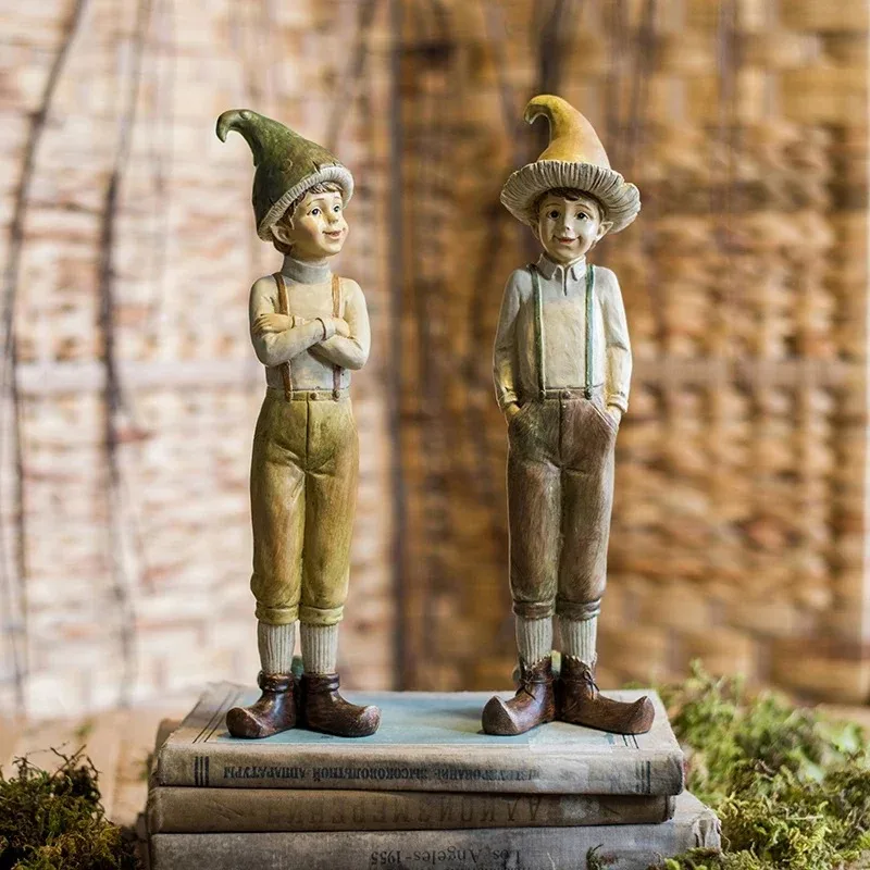 Forest Elf mushroom boy resin decoration fairy garden  miniature figurines craft home accessories for living room