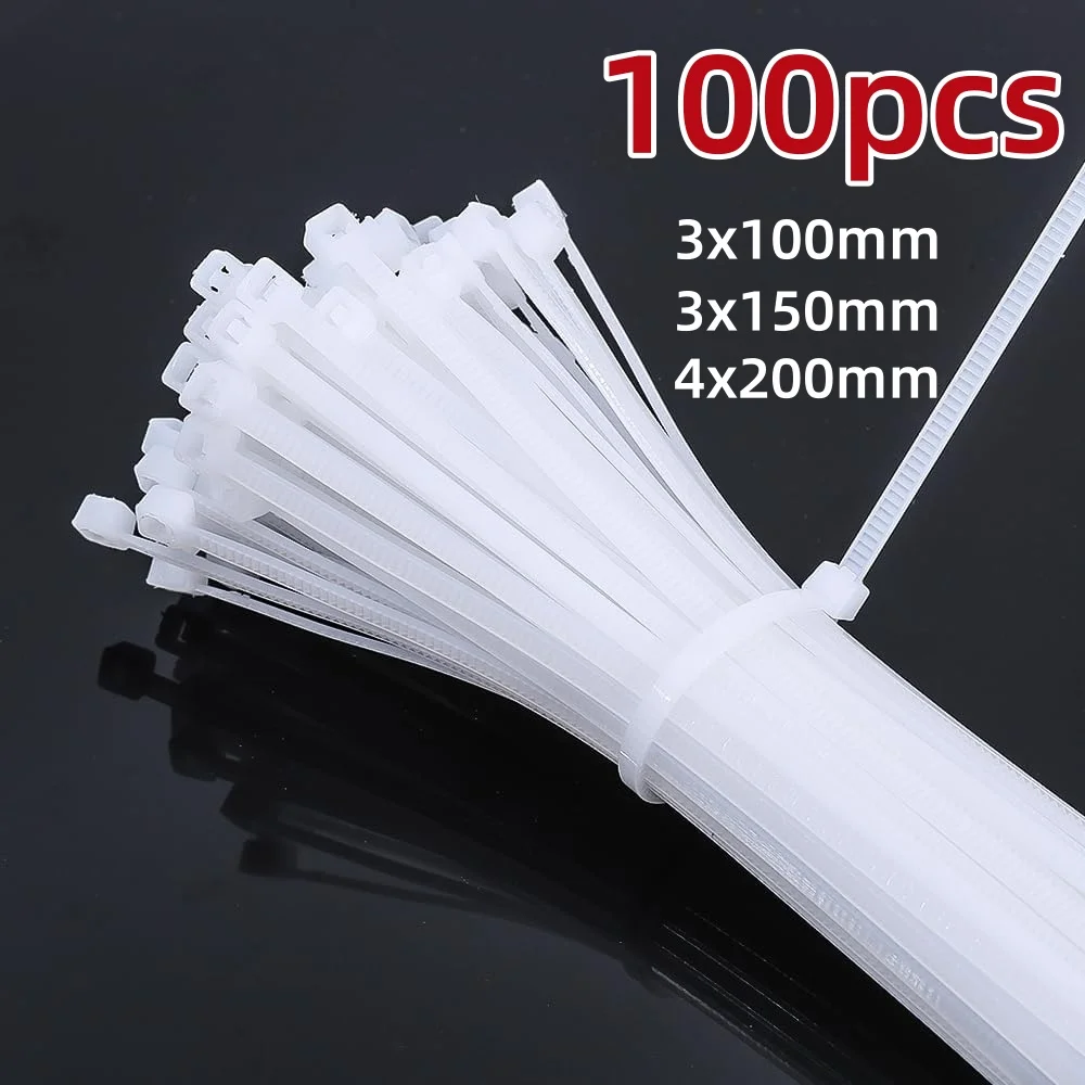 100pcs/bag Nylon Cable Ties Self-locking Cord Ties Straps Adjustable Cables Fastening Loop Home Office Wire Zip Ties