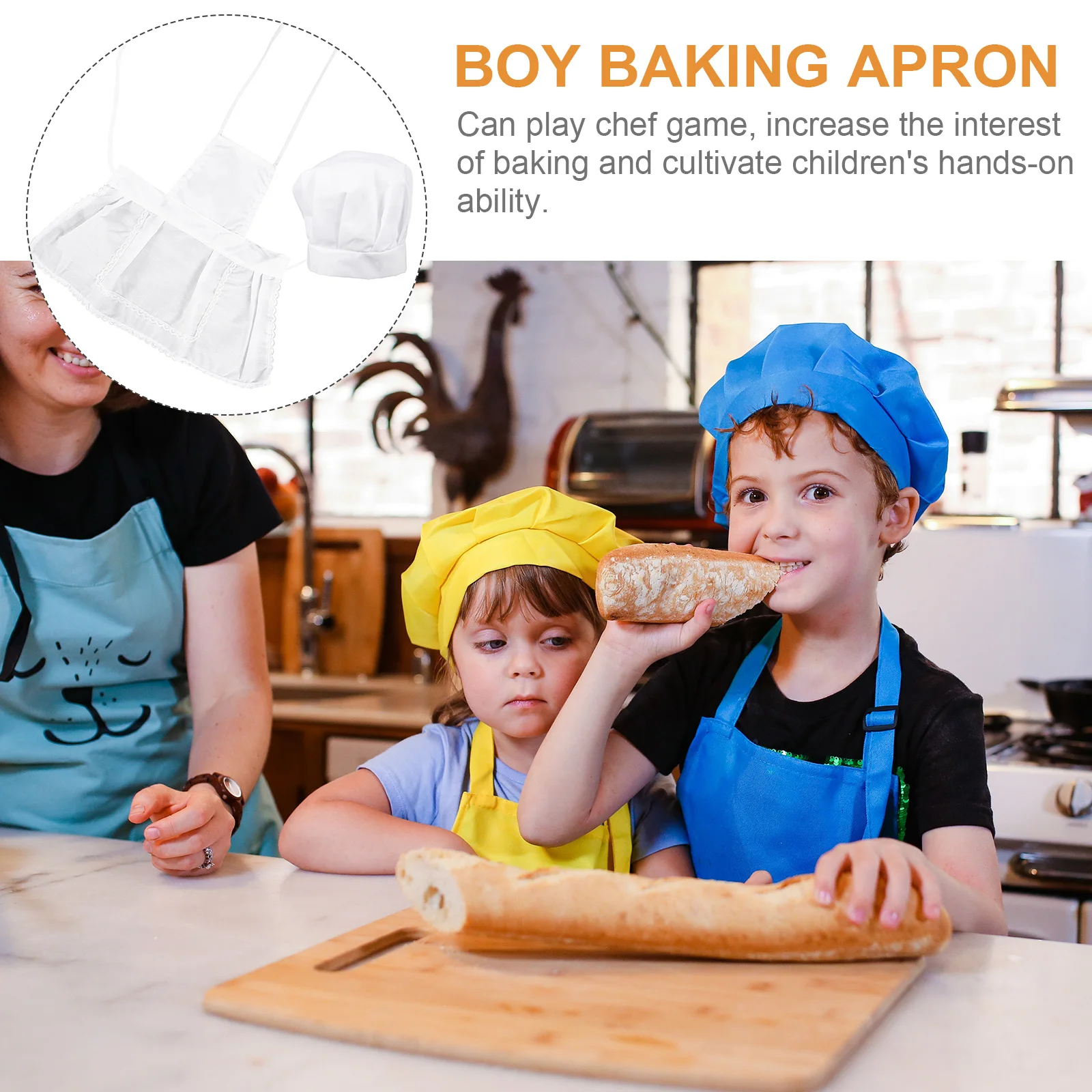 

Chef Hat Apron Set Kids Aprons for Girls Cooking Has Dress Little Cotton Childrens Outfit Hats