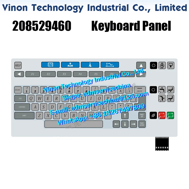 208529460 EDM Keyboard Panel for Charmille Spark Machine F023, F035P. 208.529.460 EDM KEYBOARD STICKER