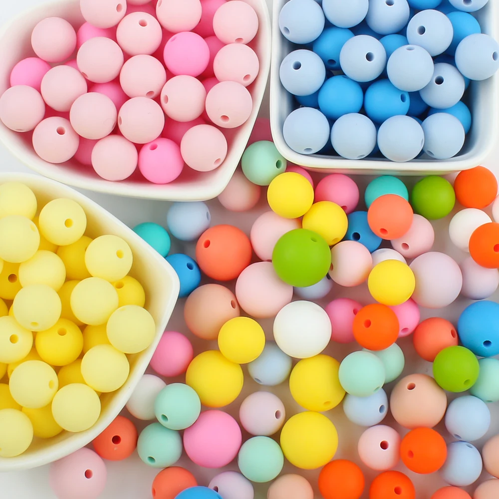 12mm 20pc Silicone Beads Round Pearl Baby Teether BPA Free Baby Teething Beads DIY Pacifier Chain Accessories Silicone Rodents