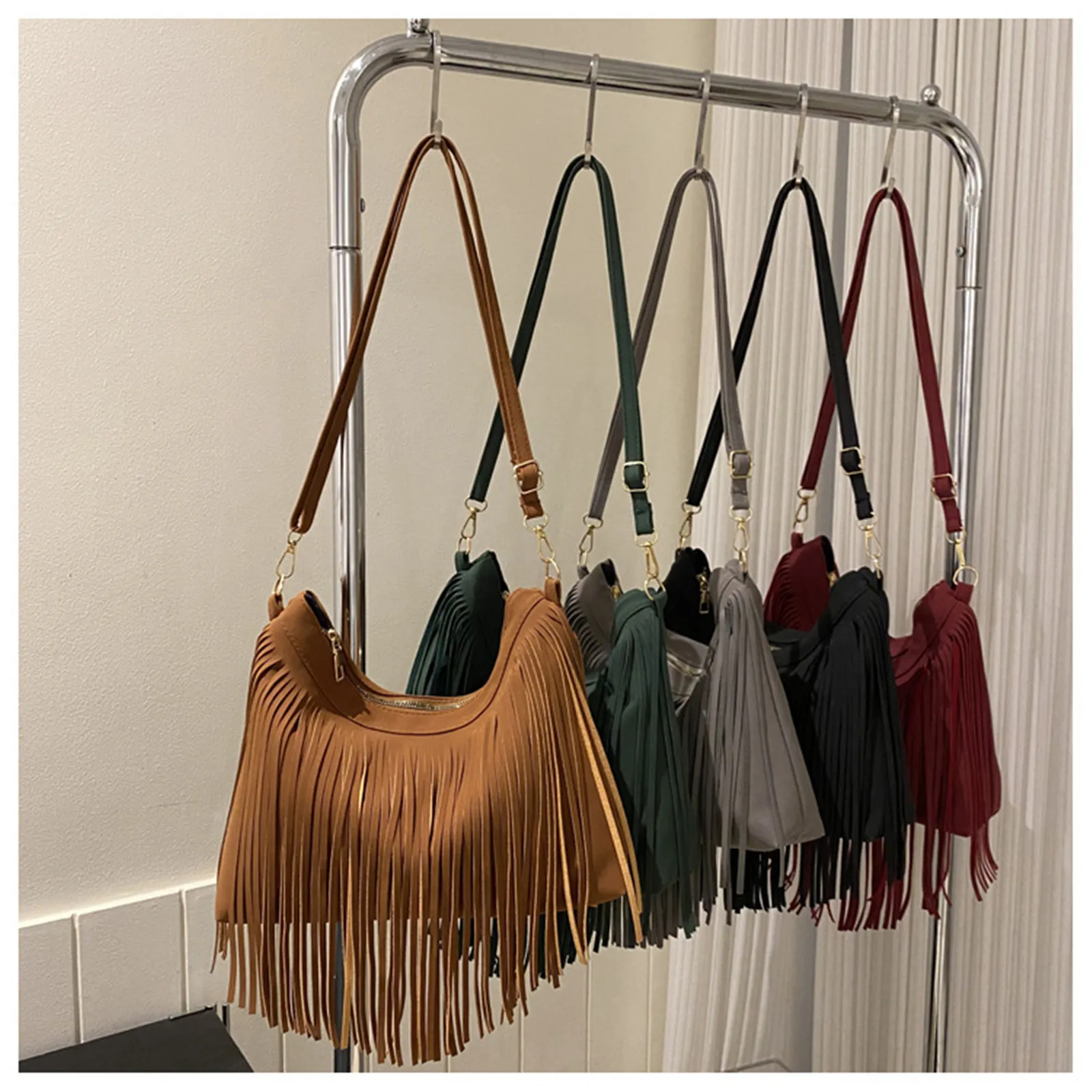 Nowe torby na ramię w stylu vintage z frędzlami dla kobiet o dużej pojemności codzienna torba na ramię podróżne torebki damskie prosta codzienna torba Hobo