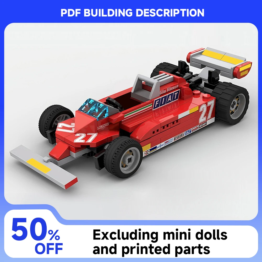 

129 шт. MOC Racing Series 1981, Гран-при Монако, спортивный автомобиль, модель городской автомобиль, строительные блоки «сделай сам», детские игрушки, рождественский подарочный набор