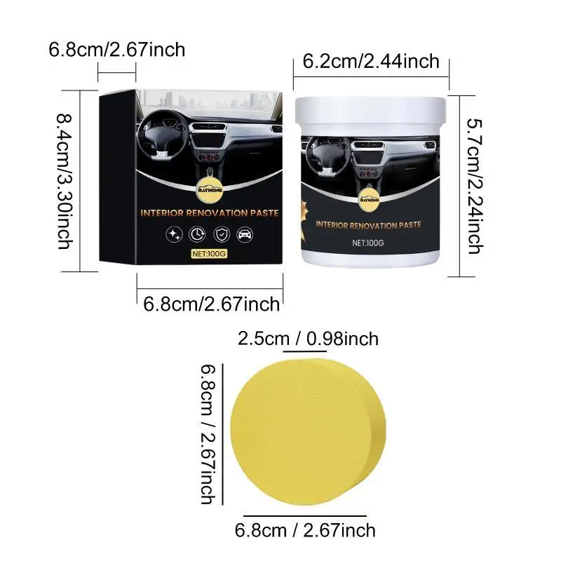 Car Interior Renovation Paste 100g Durable Wax Cream for Leather Plastic Rubber Restorative