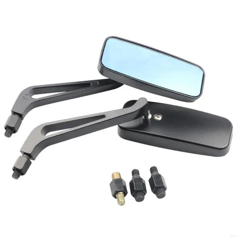 

1 Pair Foldable Motorcycle Mirrors Aluminum Frame Hydrophobic Coating Rear View Mirrors for Maneuverability Safety