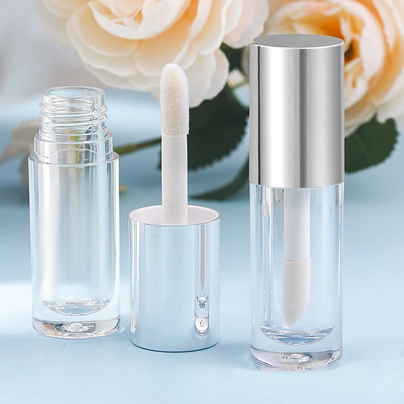 1PC Electroplating Silver Cap Empty Clear Lip Gloss Tubes 3.5ml Lip Glaze Tubes Portable Makeup Container DIY Accessories