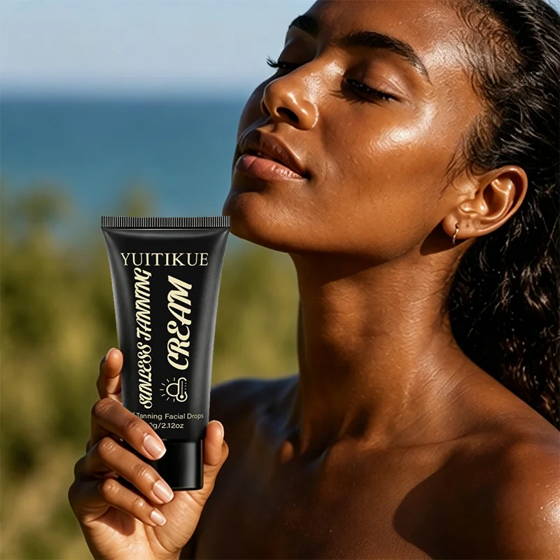 YUITIKUE Sunless Self Tanning Cream Hydrating Natural Bronze Facial Bronzer Gentle Even Skin Tone Face Tanning Care Cream 60g