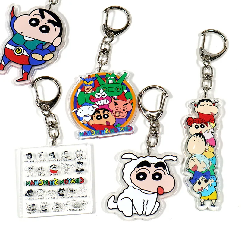 Kawaii Crayon Shin Chan Anime Acrylic Double-Sided Keychain Cute Cartoon Bag Pendant Transparent Pendant Couple Keychain