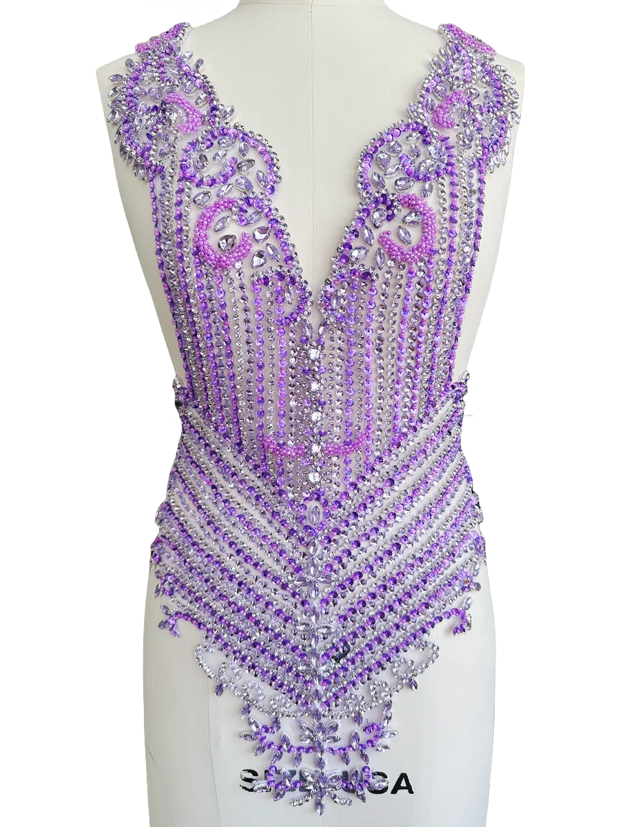 Imagem -02 - Handmade Rhinestones Applique Costura Beads Crystal Trim Patches Vermelho Royalblue Ddepgreen Ouro Prata Vestido Acessório