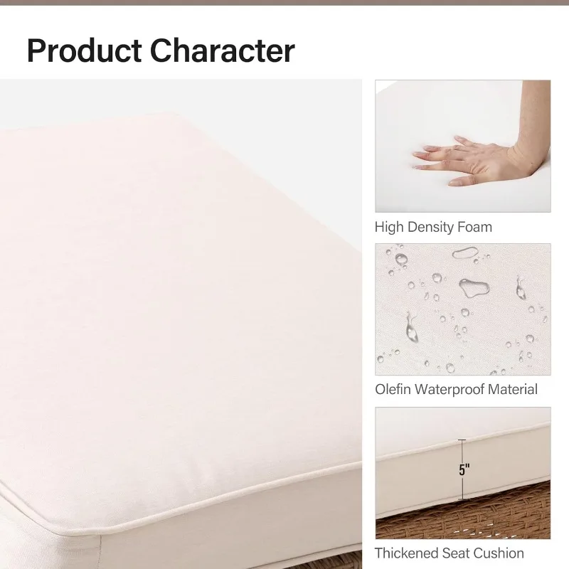 LAUSAINT HOME Móveis para pátio externo, sofá secional externo de 8 peças PE Rattan Conjuntos de conversa para pátio de vime