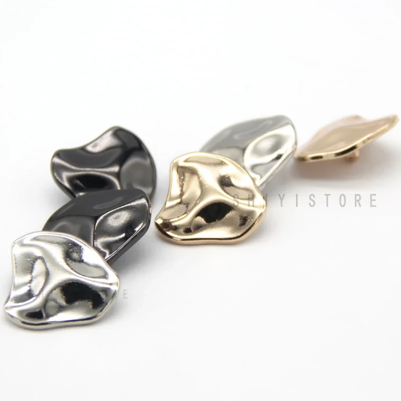 6pcs 19/24mm Irregular Stone Black Gold Metal Button For Clothes Coat Blazer Decorations Handmade Needlework Sewing Accessories