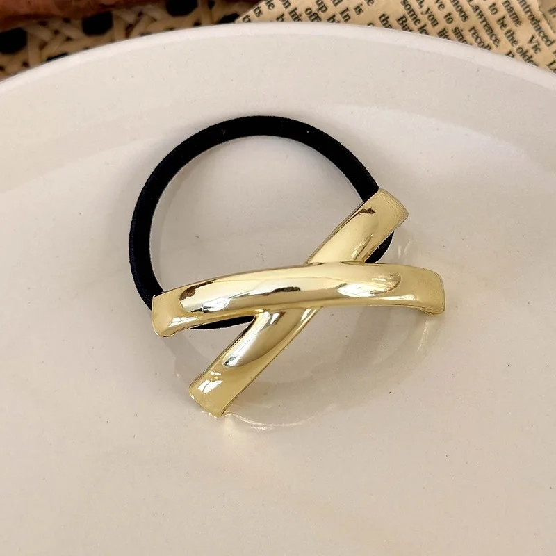 Elegantes, geometrisches Metall-Haargummi für Frauen, hohe Elastizität, schadet dem Haar nicht, modisches Haargummi für Mädchen. – Detail 4