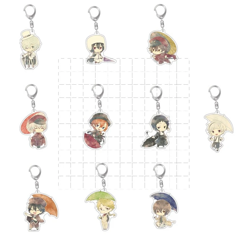 Game Dazai Osamu Nakajima Atsushi Fukuzawa Yukichi Keychain Doll Anime Nakahara Chuya Acrylic Keyring Pendant for Gift