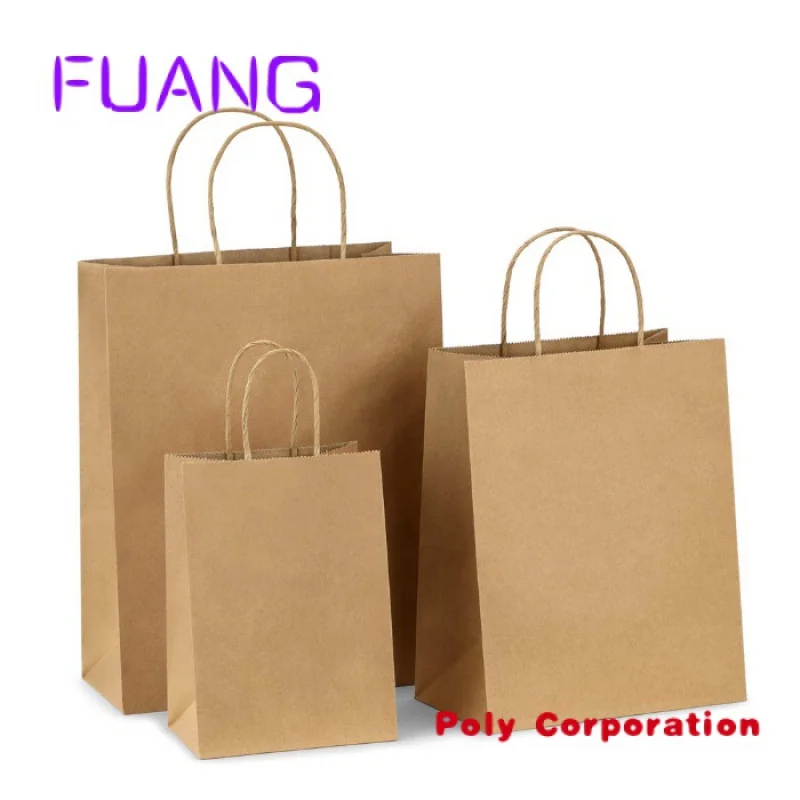 

Custom Custom Eco friendly Kraft Paper Bag Disposable Kraft Paper Take Away Food Packing Bag with Handle