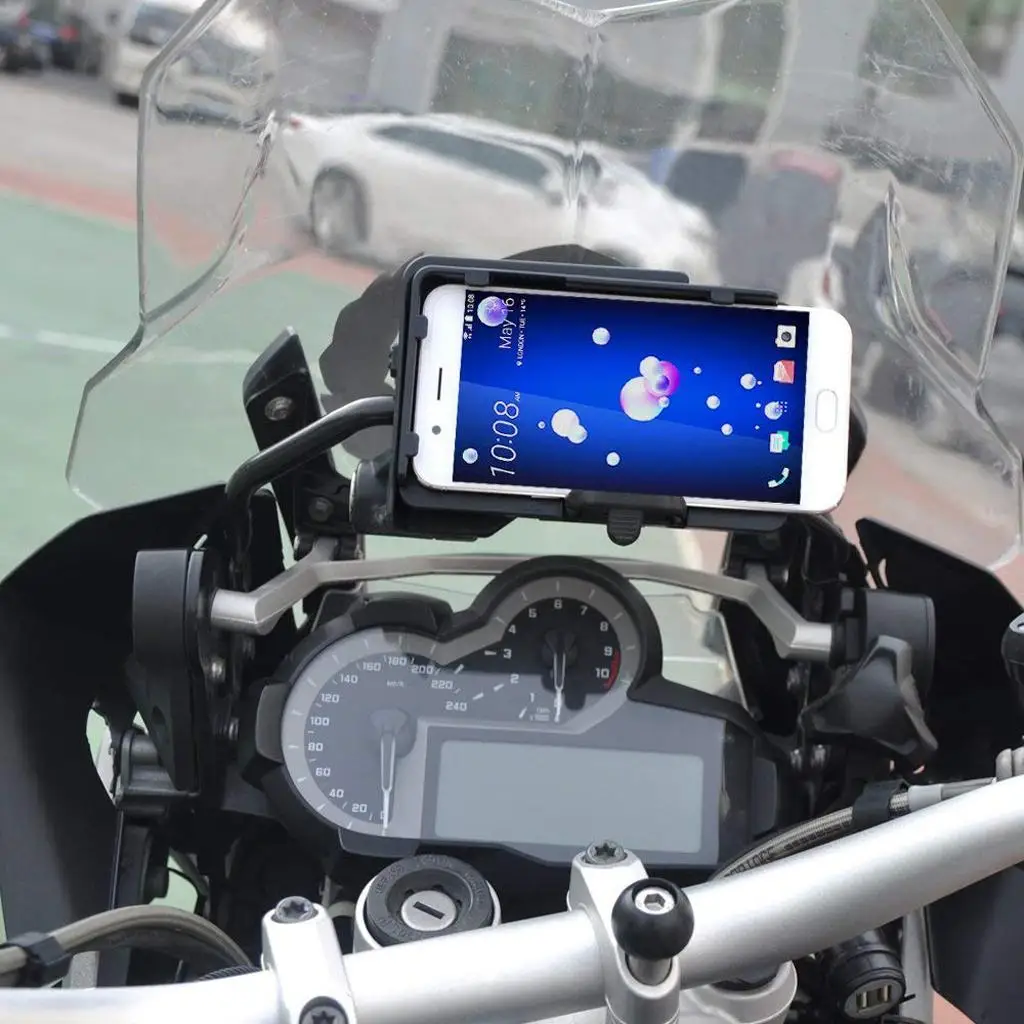 

Motorcycle Phone Mount Holder Stand Bracket with USB Charging Charger for