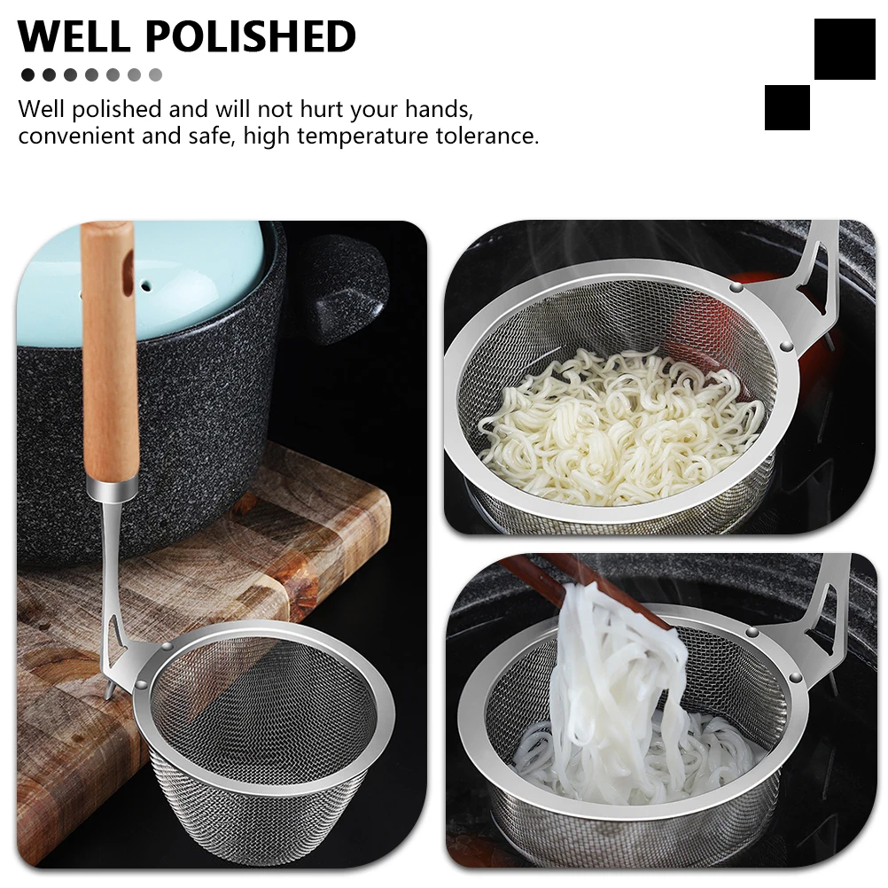 

Stainless Steel Colander Pasta Strainer Noodle Scoop Handheld Ladle Kitchen Mesh Strainer Oil Colander Skimmer Filter Hot Pot