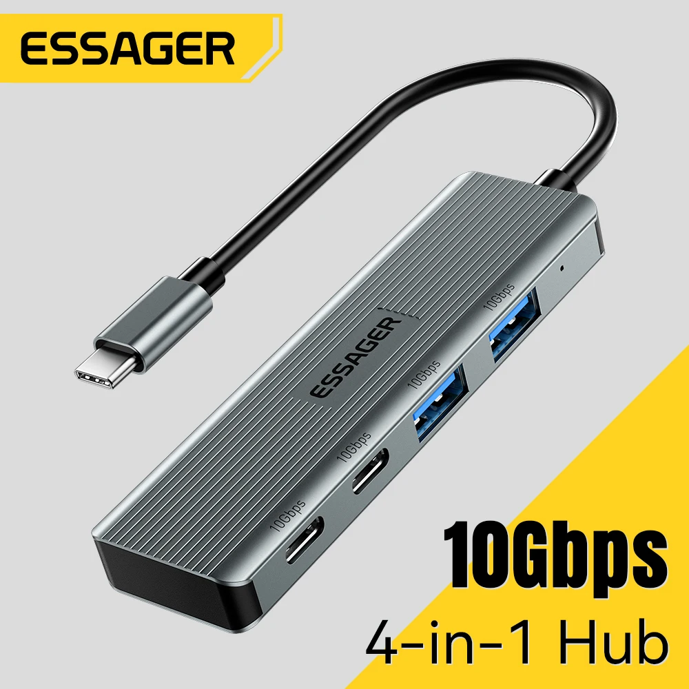 

Essager USB C Hub 4 порта USB Type C к USB3.2 Gen2 Hub Splitter Adapter 10 Гбит/с для MacBook Pro Air iPad Pro ноутбука настольного ПК