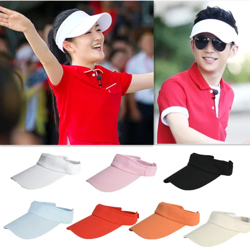 Women\'s Summer Sun Visor Hats Long Visors Empty Top UV Sun Protection Solid Caps Men\'s Sports Visor Cap Cheap