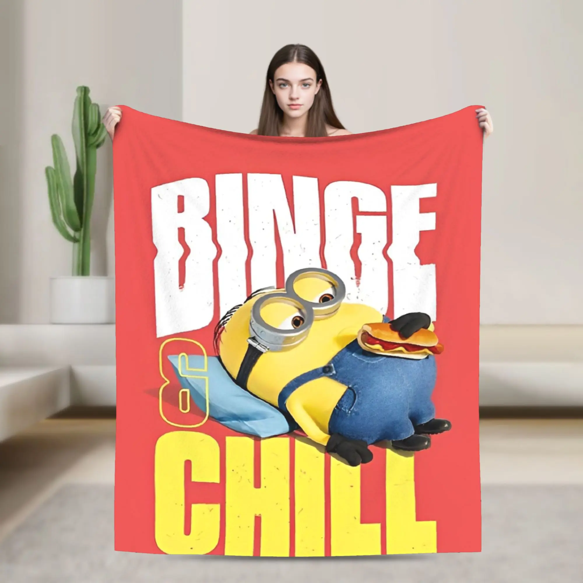 

Warm Blanket Decorative M-Minions Throw Blanket Cartoon Animation Flannel Bedspread For Bedroom Street Trend Sofa Bed Cover