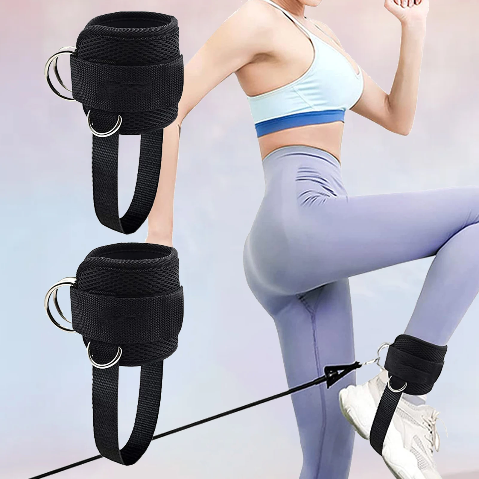 Lifting Straps Enhanced Rotating D-ring Ankle Strap For Cable Machine Gym Ankle Cuff For Kickbacks Leg Extensions Booty Hip