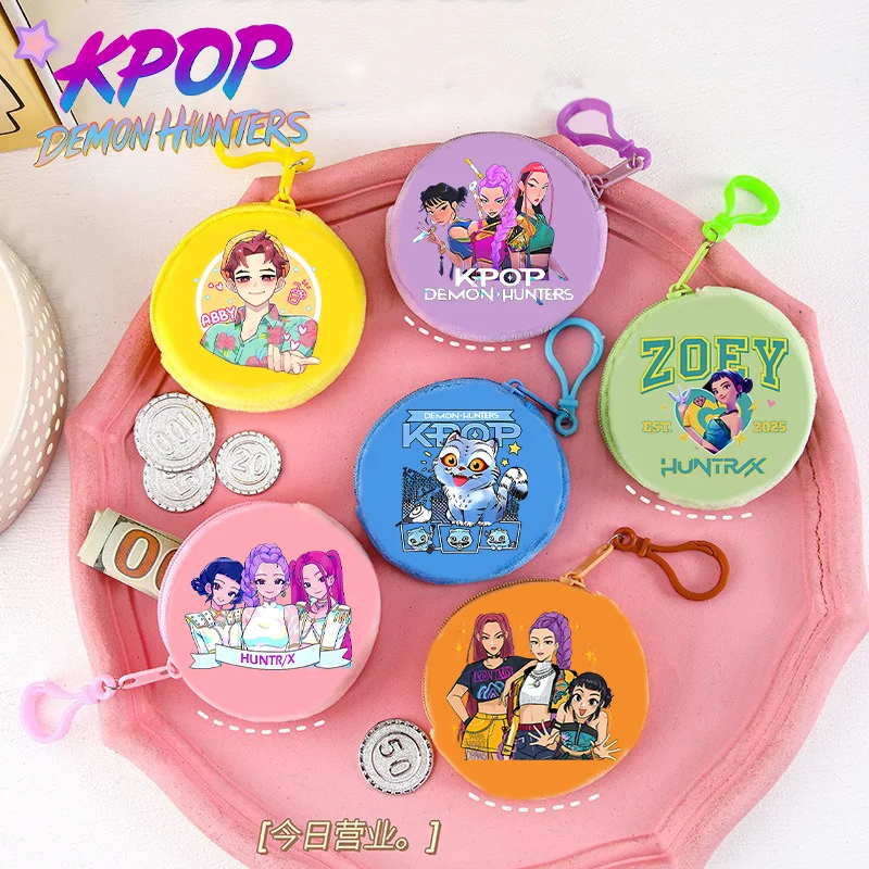 KPop شيطان الصيادين فروي محفظة نسائية للعملات المعدنية شخصيات كرتونية مطبوعة محافظ بنين بنات صغيرة سستة تخزين أكياس لطيف مفتاح بطاقة جيب الهدايا #1