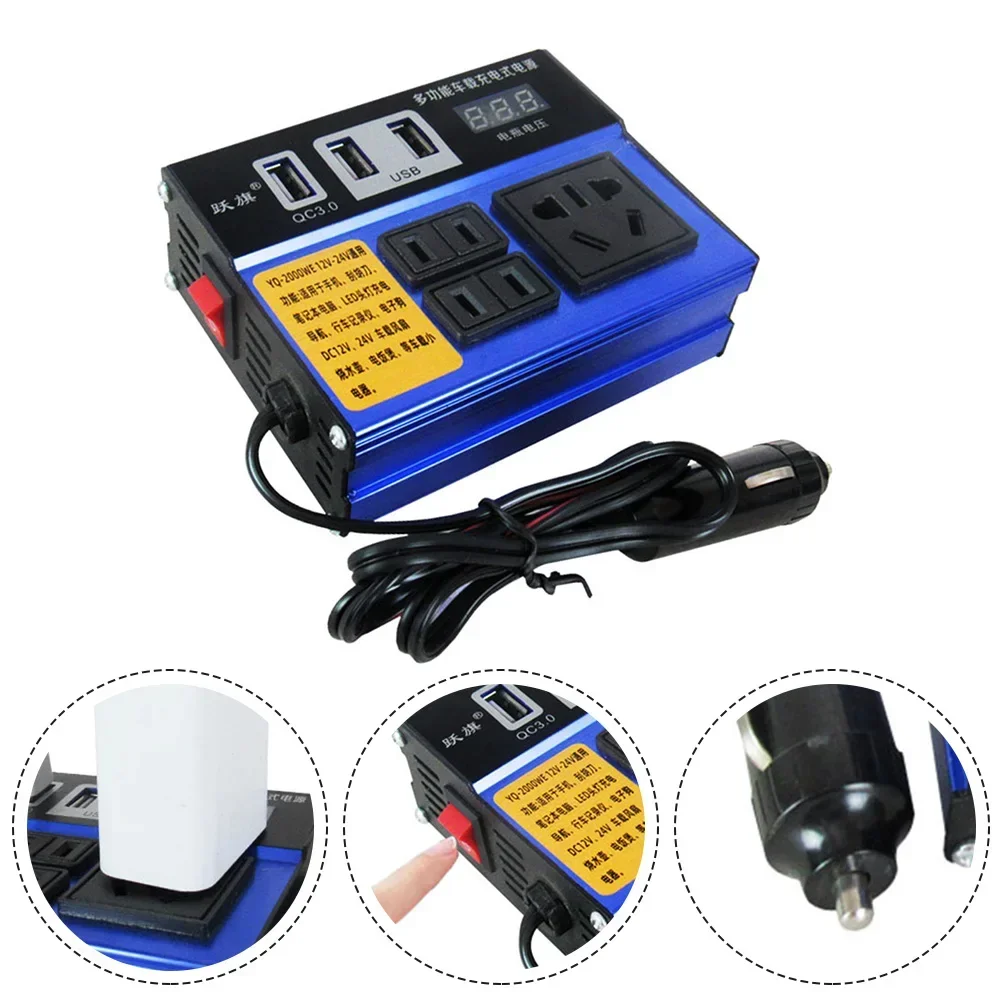 

Car Vehicle Inverter High Quality 1500W Car Power Inverter DC12V 24V To DC110V/220V W/ 4 USB Ports & Over Current Protection