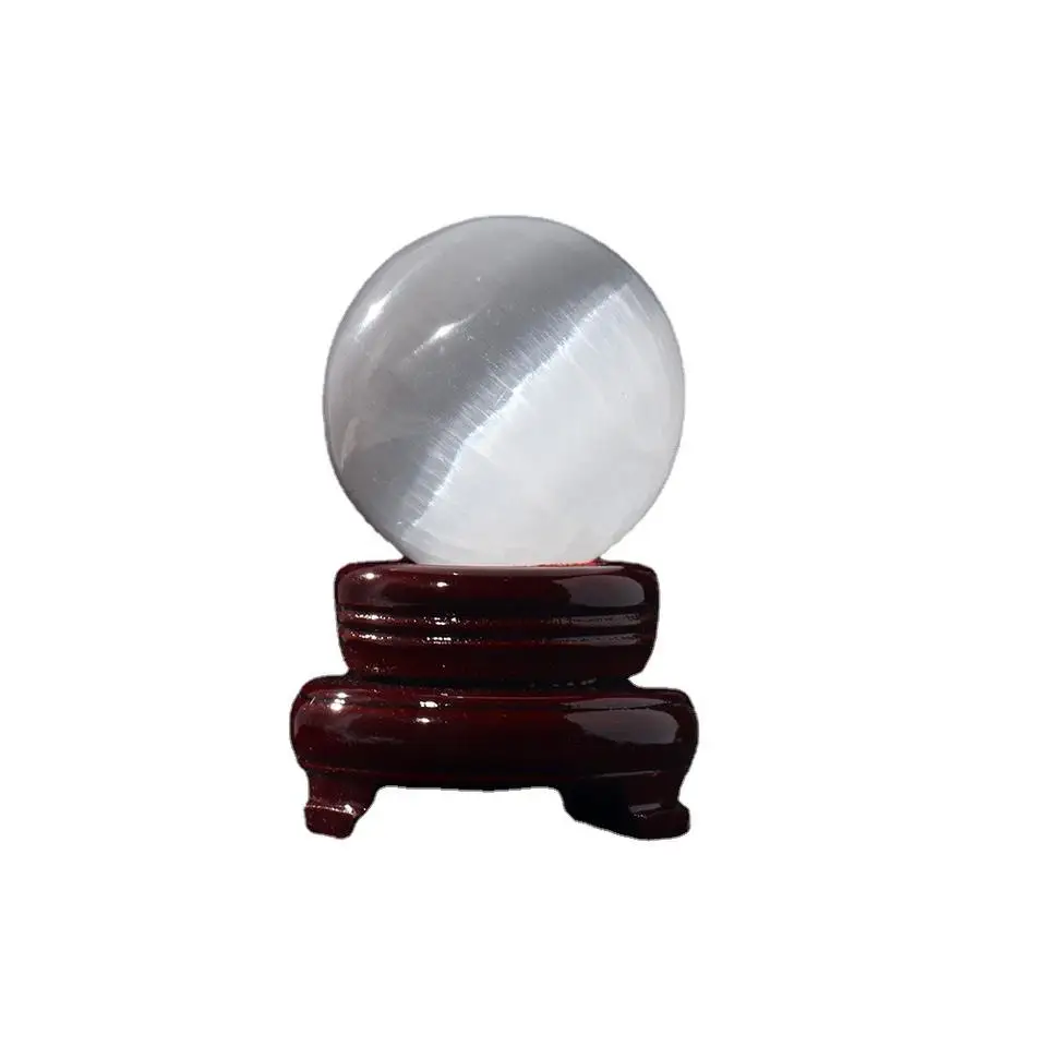 Natural Healing Stones Sphere White Selenite Crystal Ball 55mm-65mm for Home Decoration 1PC