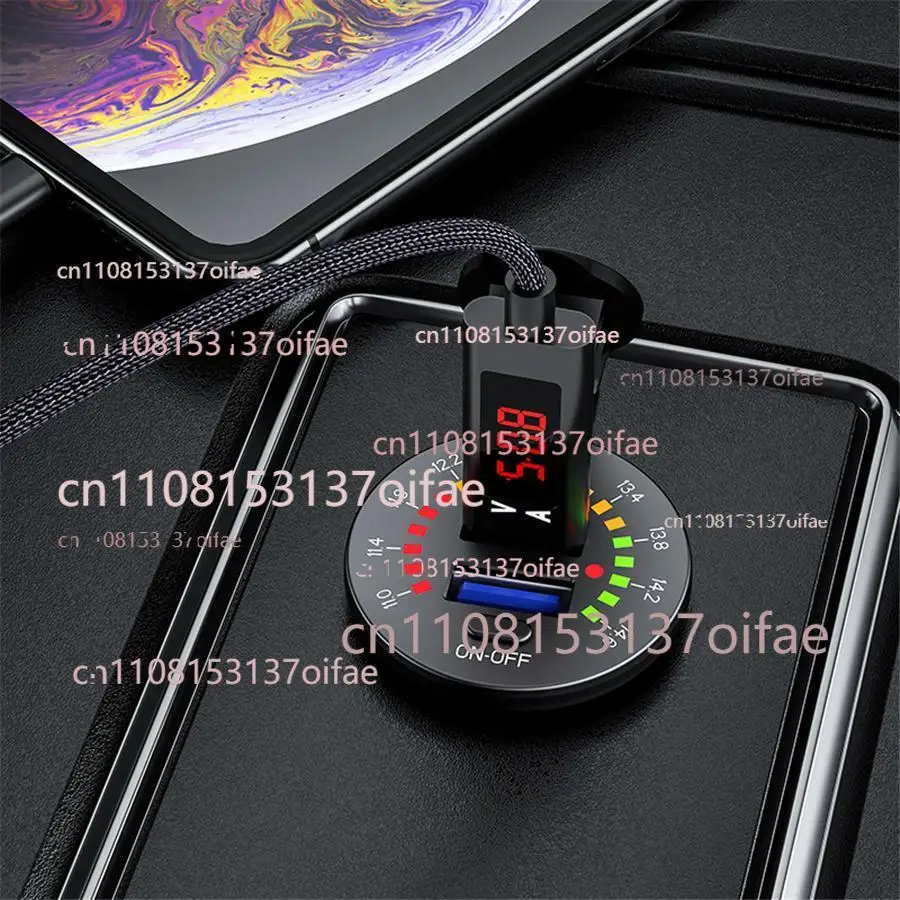 12 فولت مزدوج 4.8A USB شاحن سيارة 2 منفذ محول LED الفولتميتر المقبس شحن سريع