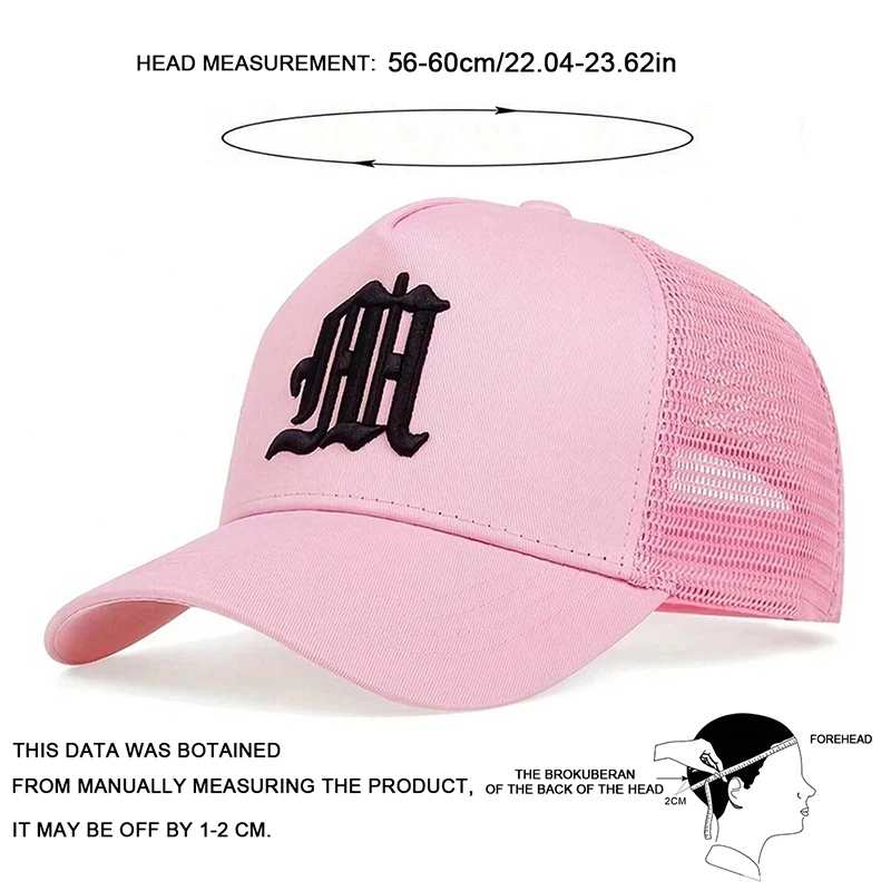 Unisex M Buchstaben-Stickerei Baseball-Netzkappen Hip-Hop-Kappe Frühling Sommer Outdoor Verstellbare Freizeithüte Sonnenschutzhut – Detail 11