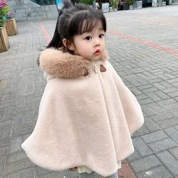 Children Clothing 2022 Autumn Winter Girls Cape Baby Wool Coat Thickened Warm Solid Simple Casual Loose Winter Clothes for Girls