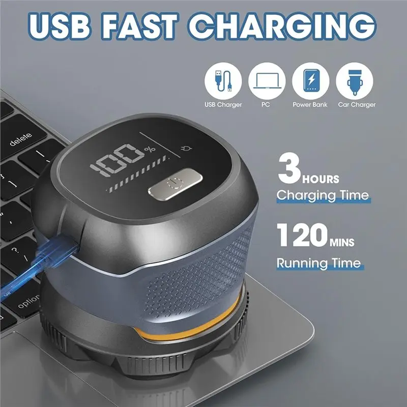 ABLE-For Men's 6D Electric Head Shaver, Magnetic Wet& Dry Razor, IPX6 Waterproof, LED Display, Rechargeable Cordless Grooming Ki