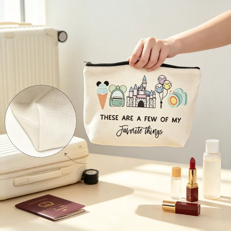 Printed Cosmetic Bag For Women Portable Zipper Makeup Pouch Travel Makeup Storage Organizer For Home Bathroom Beauty Accessory