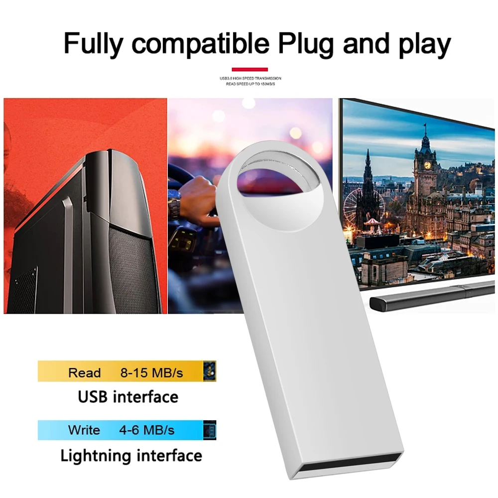 USB 2.0 펜 드라이브, 금속 플래시 USB 스틱, U 디스크, 16GB, 8GB, 4GB, 32GB