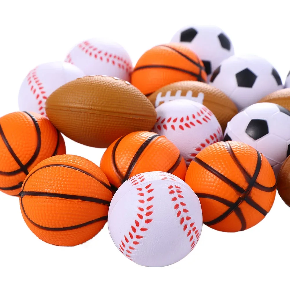 16PCS mini Sponge soft body toys Squeeze Ball Stress Relief Toy Football Basketball Baseball rugby Antistress Kid Outdoor Toys