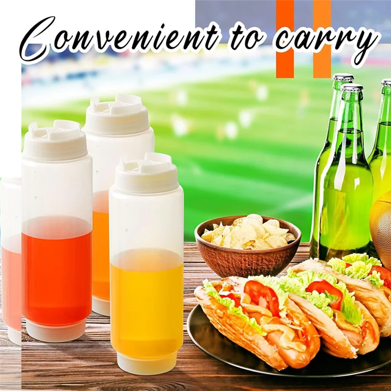 PORK-6 Pcs 16 Oz Inverted Plastic Squeeze Bottles, Refillable Tip Large Valve Dispenser Condiment Squeeze Bottle For Sauces