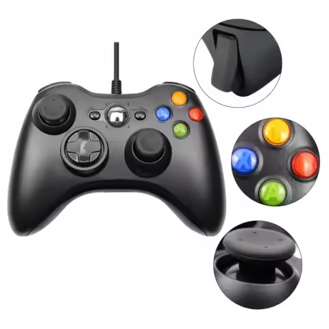 Xbox 360 Controller Wired USB For Xbox 360/Slim/Elite/Winodow/PC Video Game Gamepad 6-axis Joystick Dual Vibration 2.4G Gaming