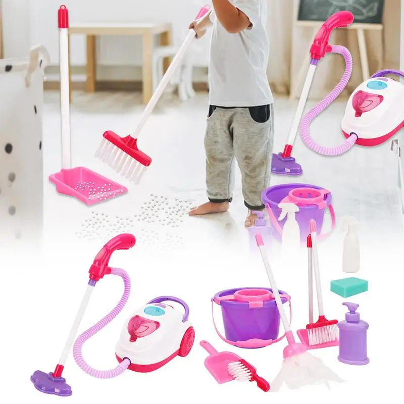 Kids Vacuum Pretend Play Children House Cleaning Toys Realistic Electric Vacuum Pretend Play Housekeeping Cleaning Set For Boys