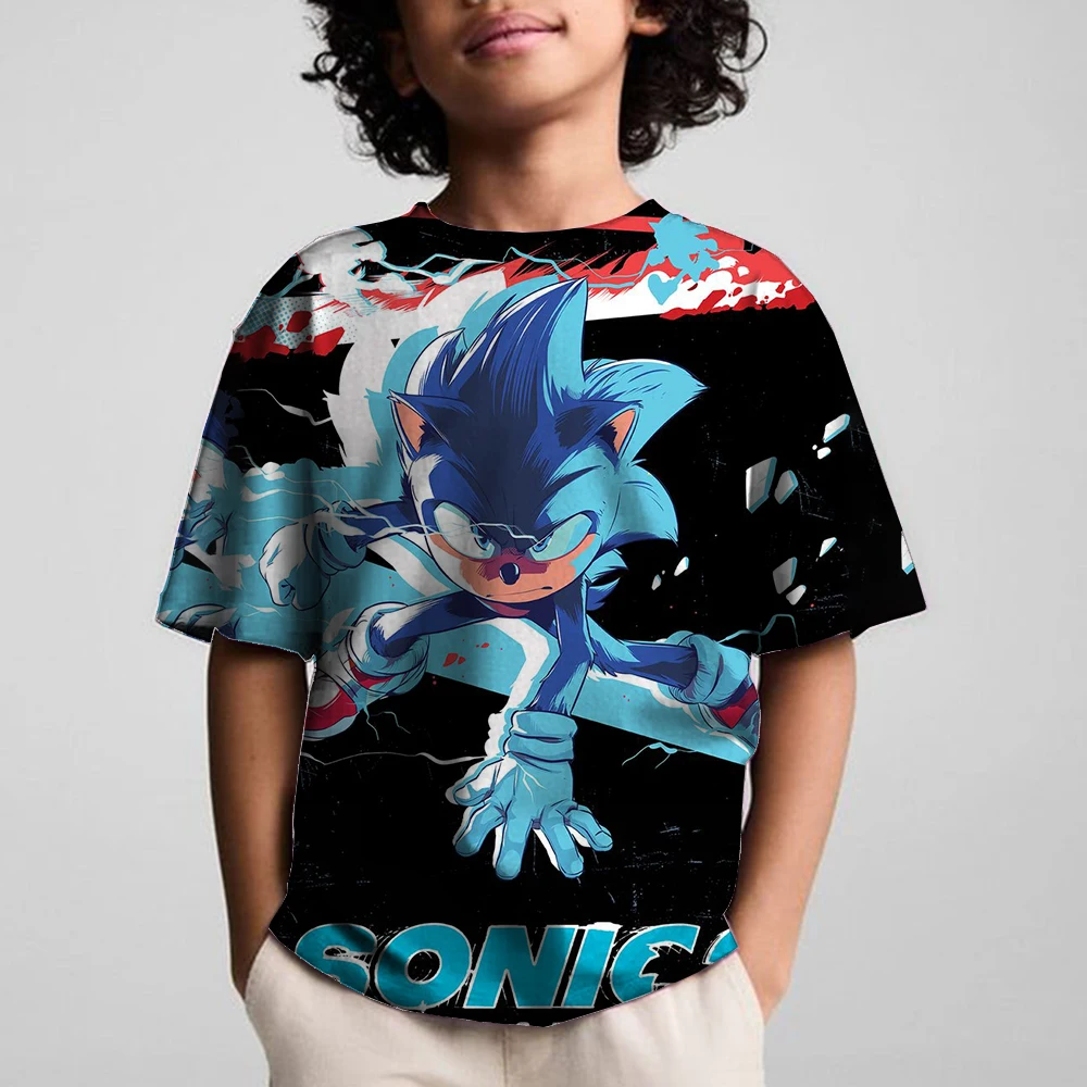 

Summer New Tops Sonics Tshirt Girls Clothing Kids Clothes Boy Cartoon Game Super Sonic Kawaii Baby T-shirt Fashion Girl Clothes