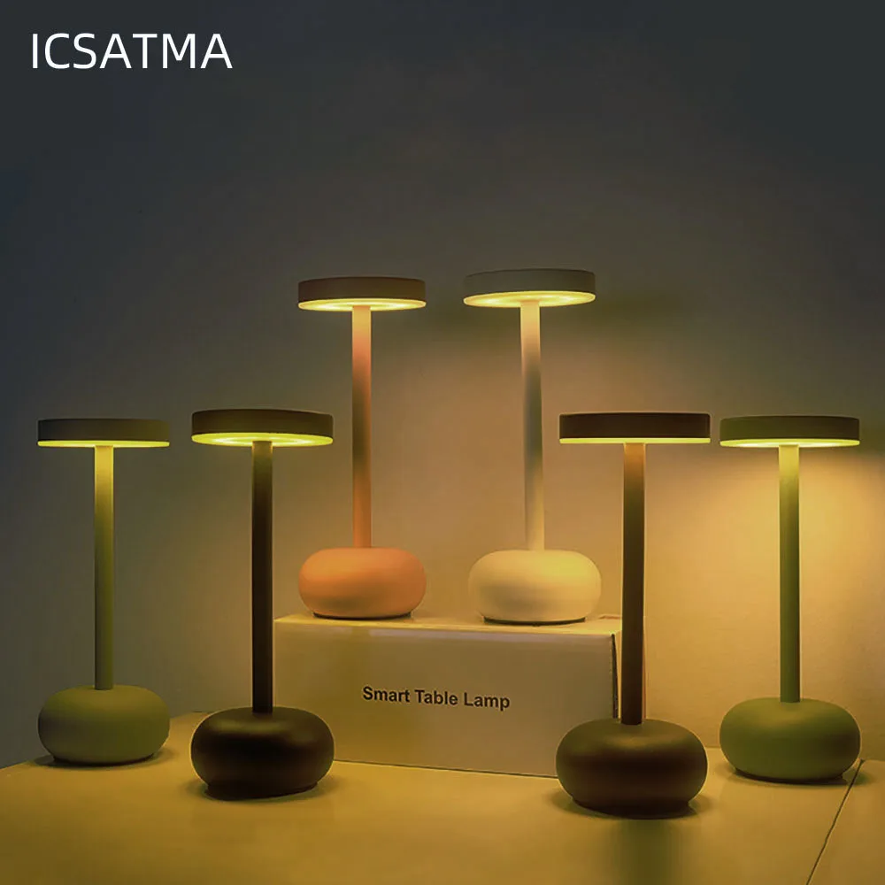LED Creative Desk Lamp 3-color Touch Charging Night Light USB Ambient Table Lamp Suitable for Restaurant Bar Hotel Bedroom
