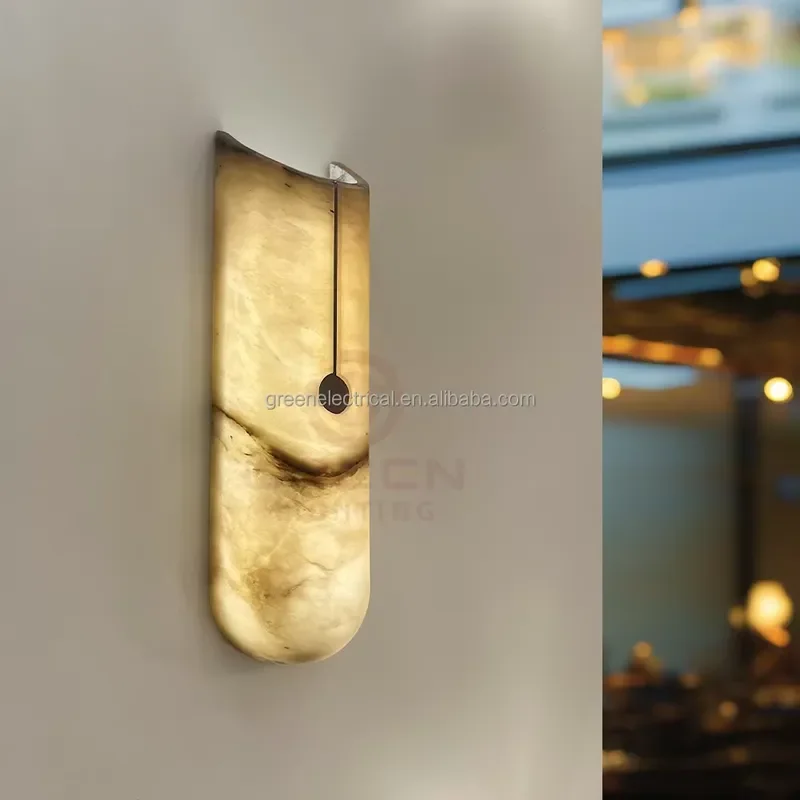 Wall Lamp Post Modern Creative Retro Outdoor Modern Simple Wall Lamp LED Lights Marble Lamp Bases Stone Shades Living Room